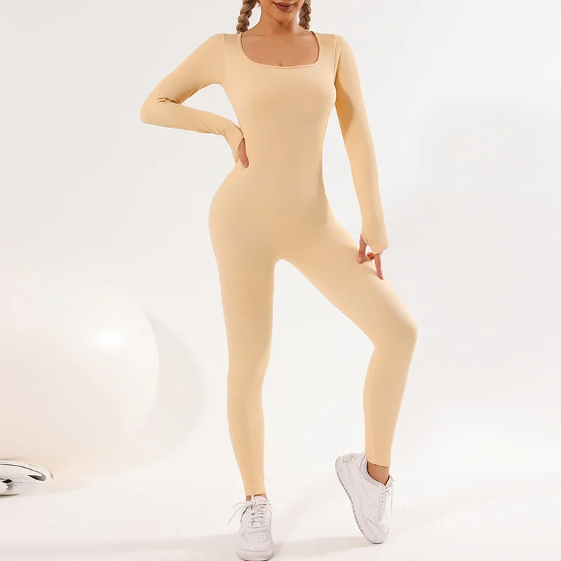 Seamless Long Sleeve Jumpsuit Ribbed