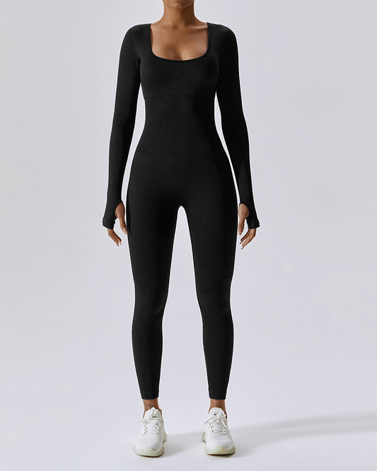 Seamless Long Sleeve Jumpsuit Ribbed