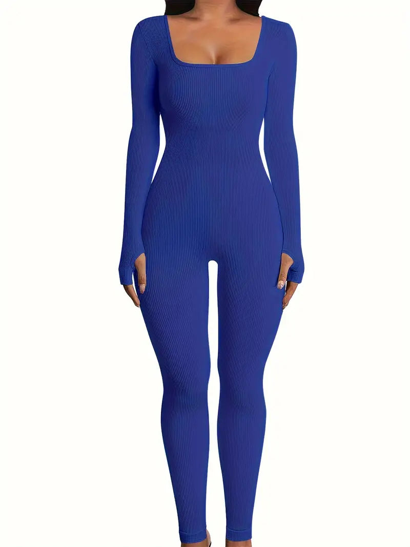 Seamless Long Sleeve Jumpsuit Ribbed